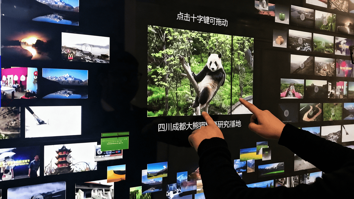 LED拼接屏照片墙互动软件 大屏互动瀑布流图片墙软件