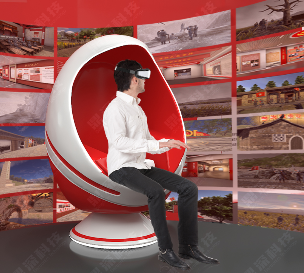 智慧党建展厅 VR红色党建蛋椅 VR双人蛋椅科普互动