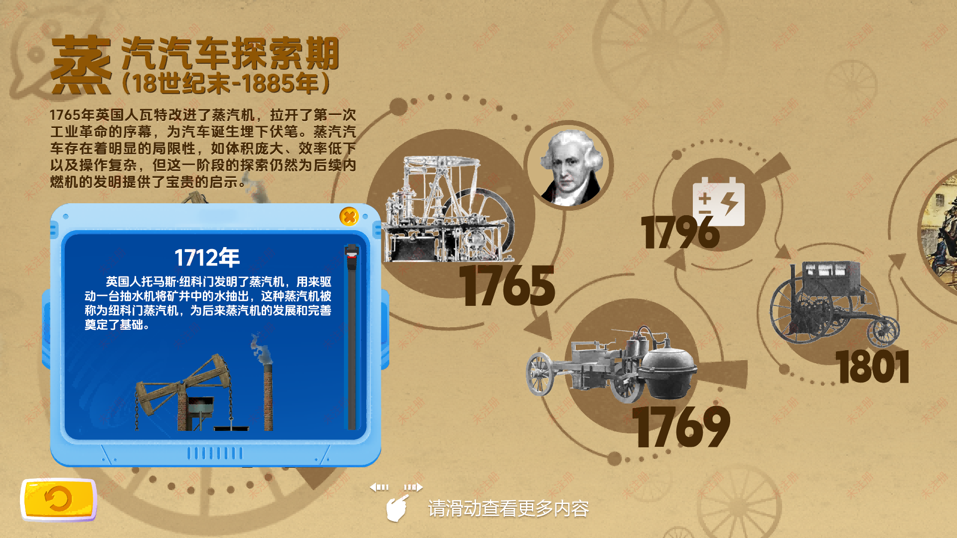 汽车发展史软件多媒体系统 | 触摸屏时间轴展示应用